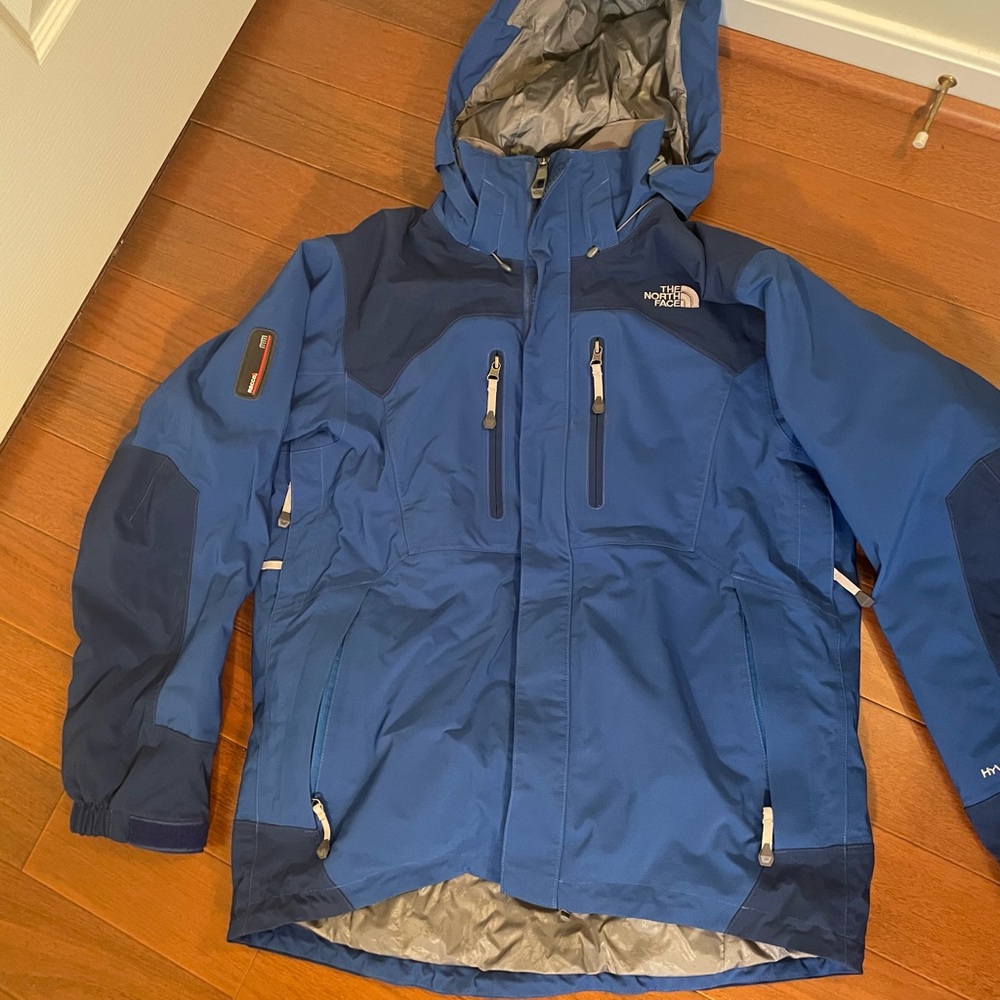 North Face Recco Winter Sports Coat, Mens Medium Blue/Gray Nylon/Polyester, USED